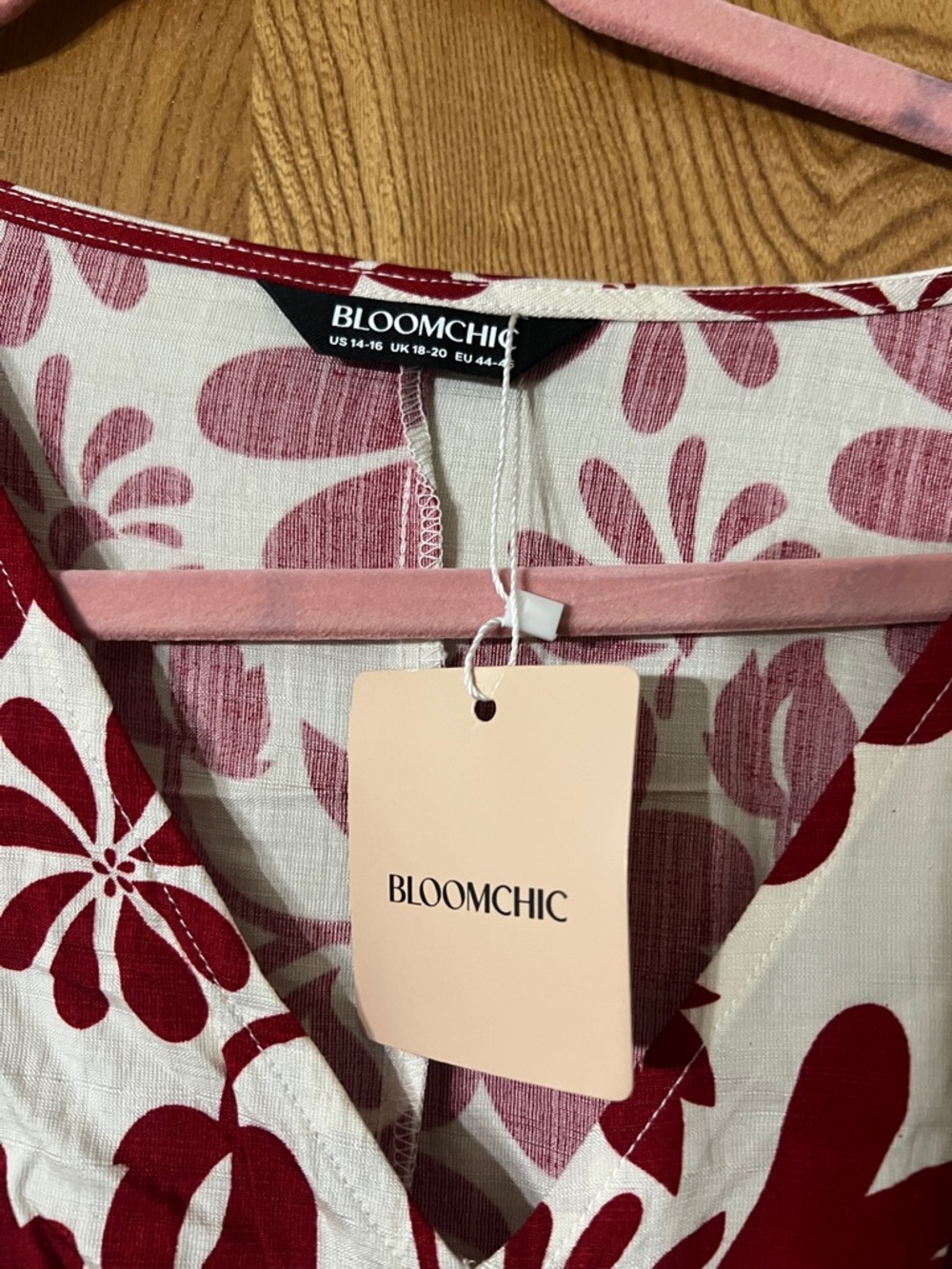 BloomChic Cream Maxi Dress with Bold Red Floral Motif - Picture 3 of 6